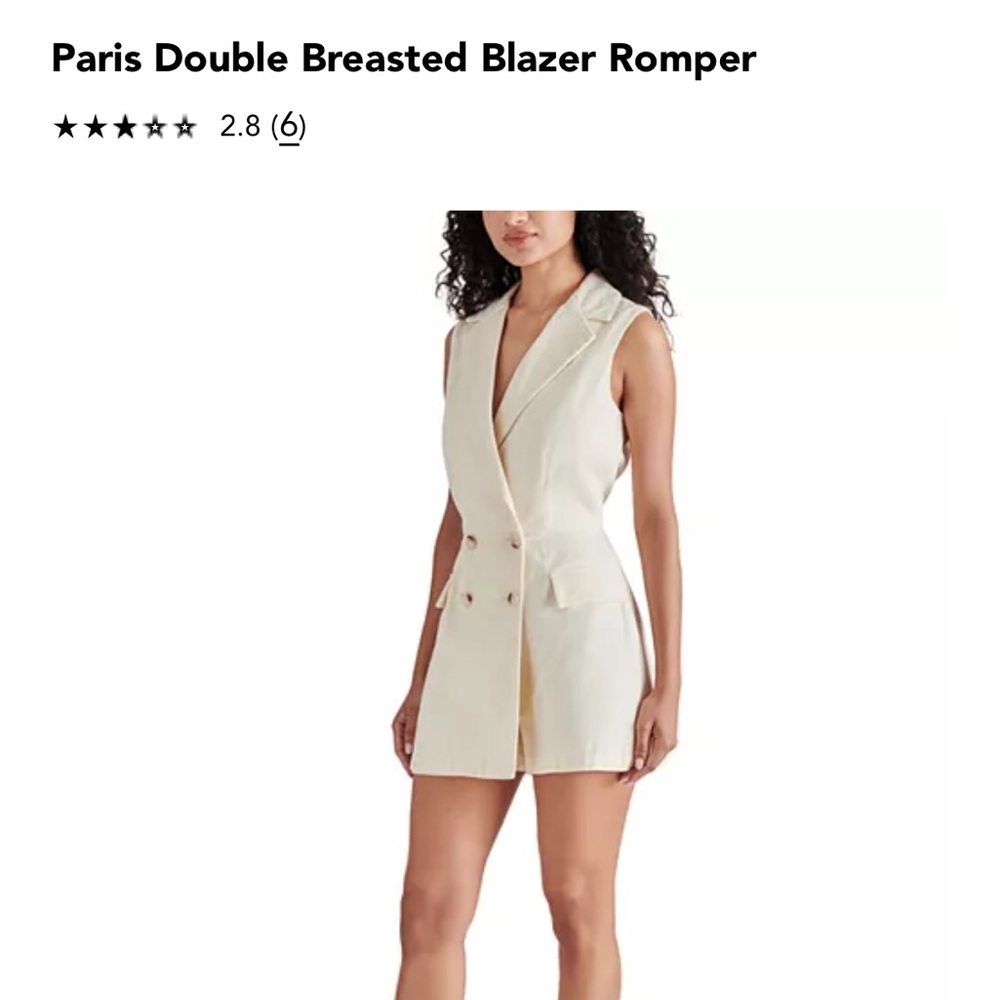 Cream Double-Breasted Sleeveless Blazer